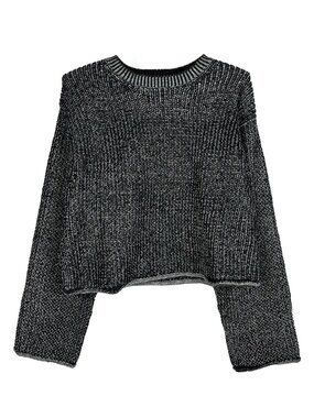 H&M Loose Fit Knit Sweater Black Melange Winter Size Small